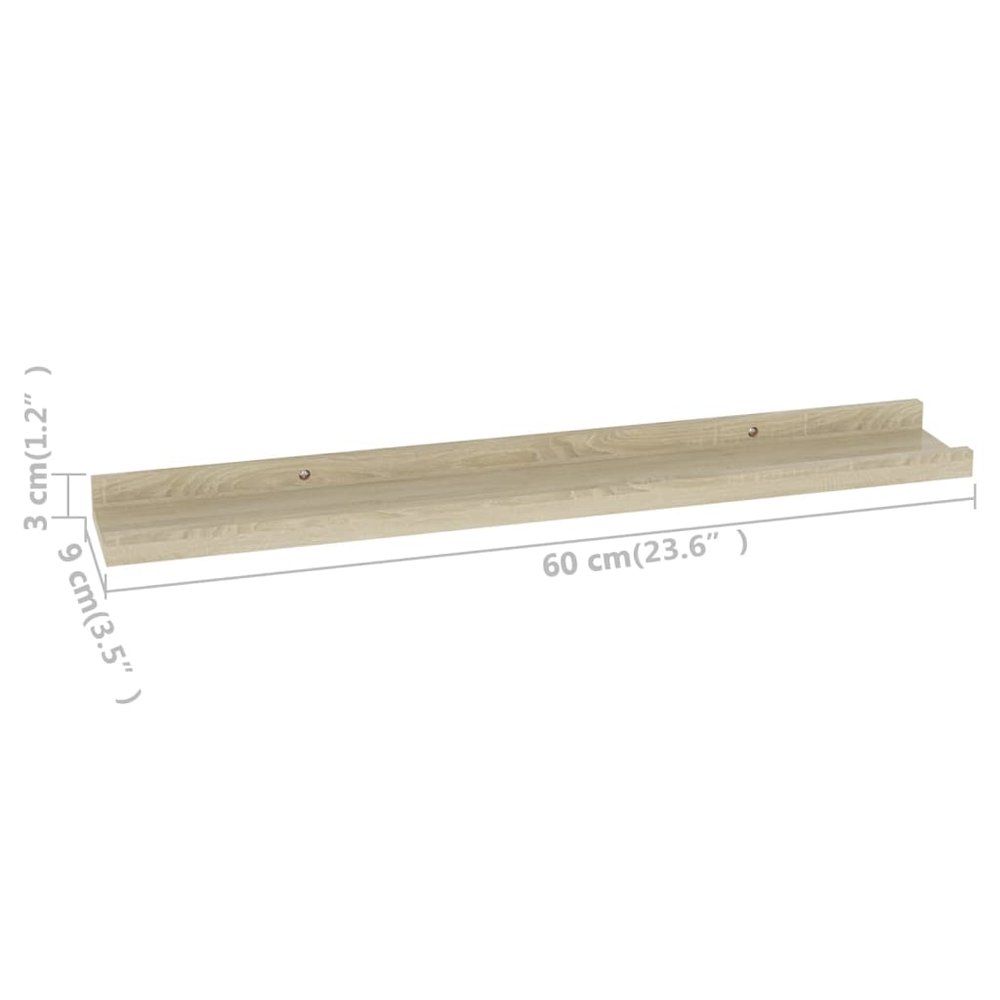 Wall Shelf Set of 2 Sonoma Oak MDF Wall Mounting Wall Shelf. Picture 9