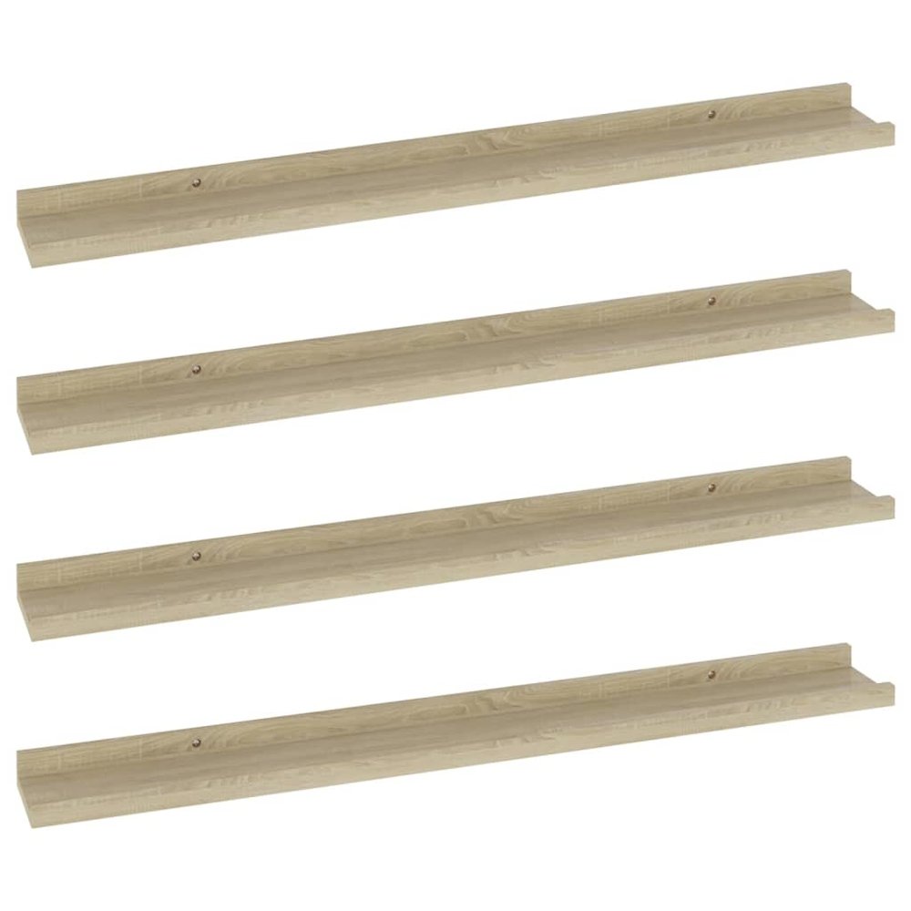 Wall Shelf Set of 4 Sonoma oak MDF 31.5 in x 3.5 in x 1.2 in. Picture 2