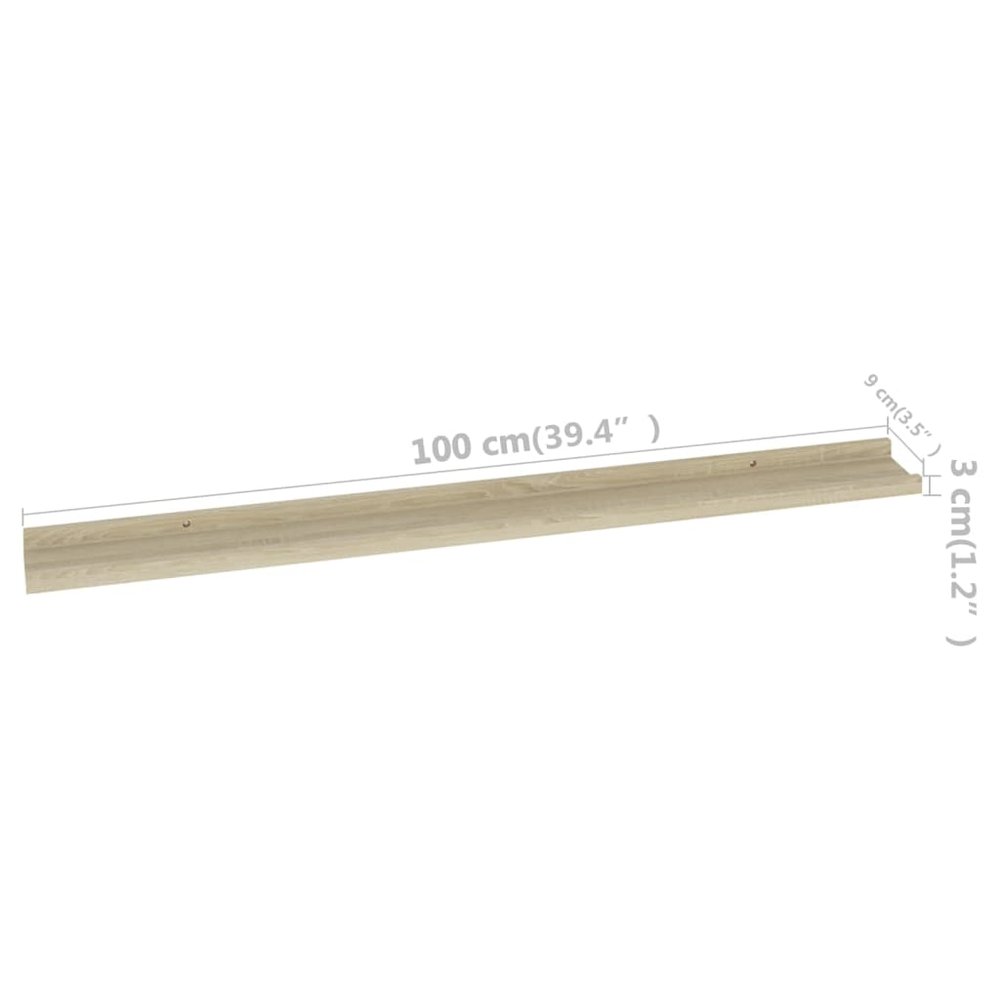 Wall Shelf Set of 4 Sonoma Oak MDF 39.4x3.5x1.2 in. Picture 9