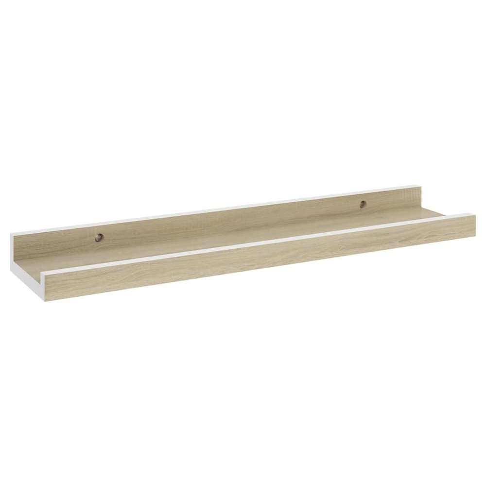 Wall Shelf Set of 2 White and Sonoma Oak MDF 15.7 x 3.5 x 1.2 in. Picture 4