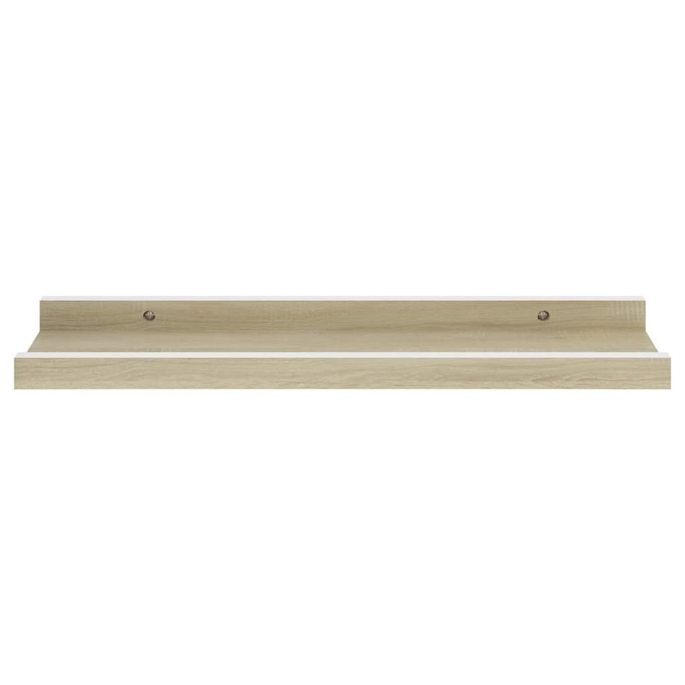 Wall Shelf Set of 2 White and Sonoma Oak MDF 15.7 x 3.5 x 1.2 in. Picture 5