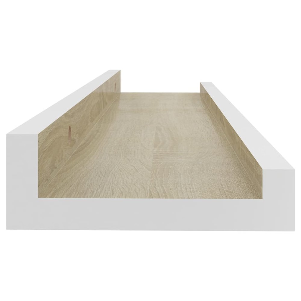 Wall Shelf Set of 2 White and Sonoma Oak MDF 15.7 x 3.5 x 1.2 in. Picture 6