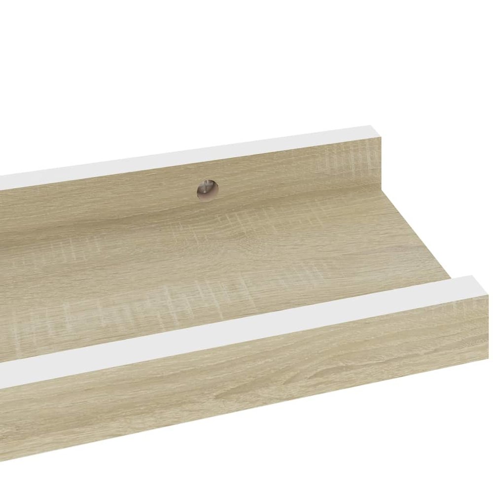 Wall Shelf Set of 2 White and Sonoma Oak MDF 15.7 x 3.5 x 1.2 in. Picture 7