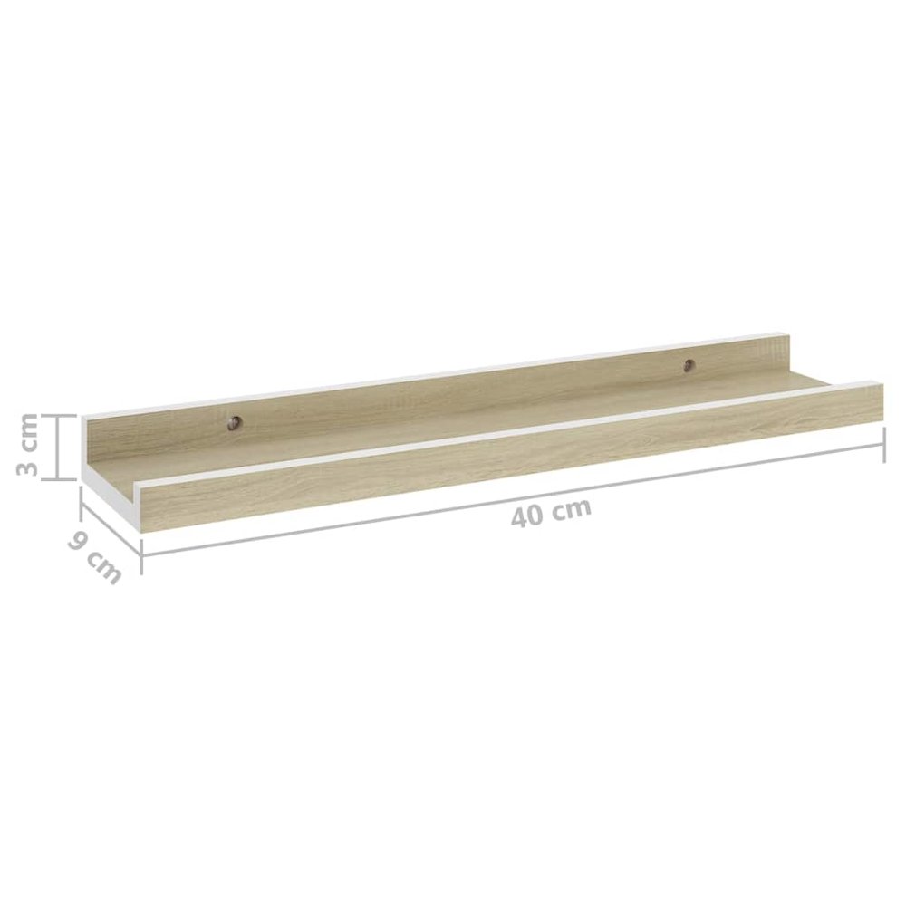 Wall Shelf Set of 2 White and Sonoma Oak MDF 15.7 x 3.5 x 1.2 in. Picture 9