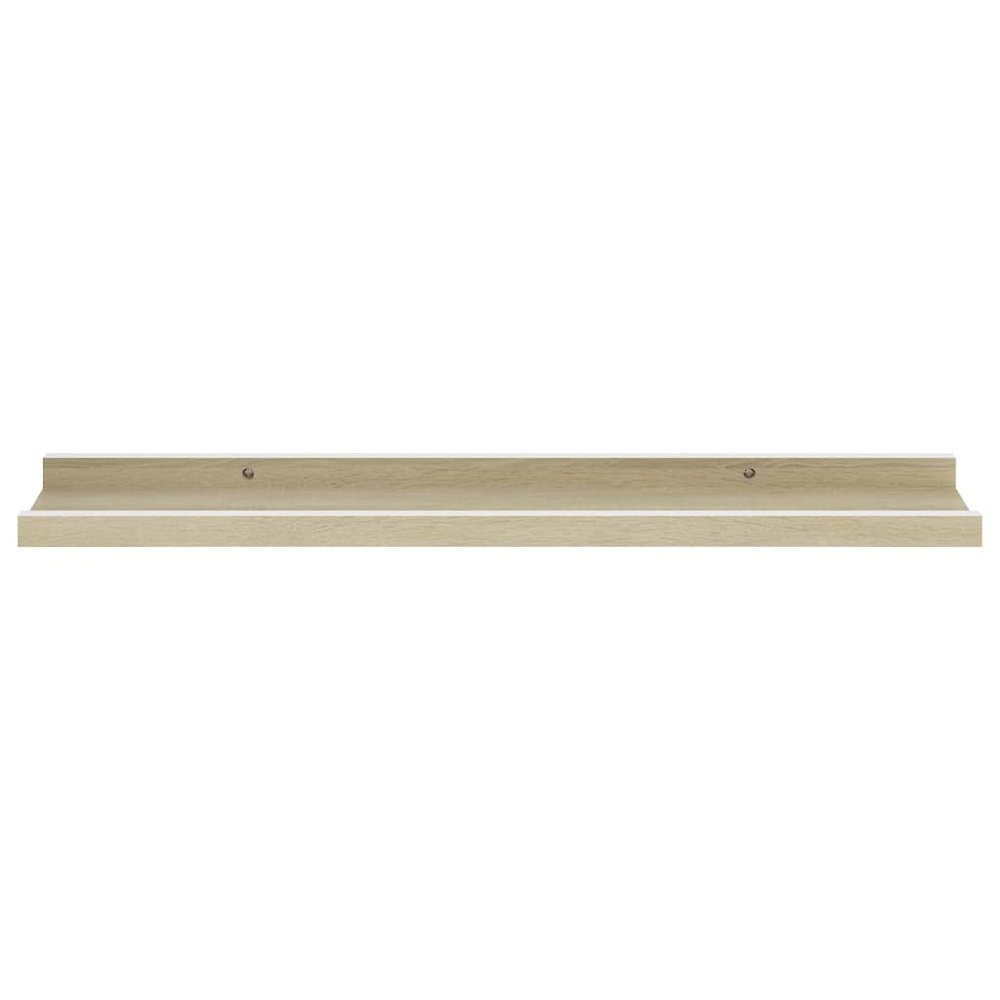 Wall Shelf Set of 2 White and Sonoma Oak MDF 23.6in long. Picture 5