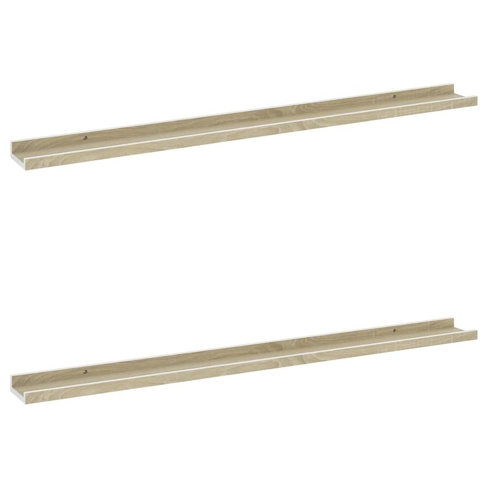 Wall Shelf Set of 2 White and sonoma oak. Picture 2