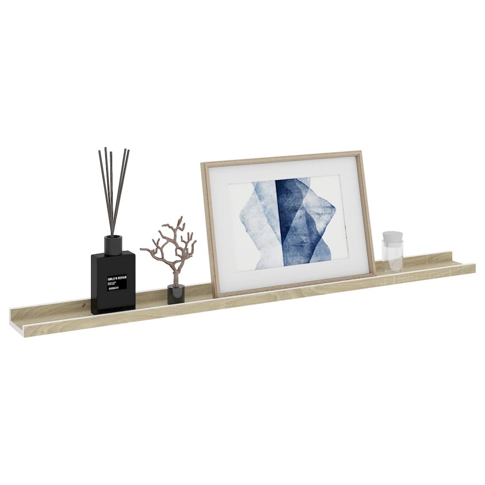 Wall Shelf Set of 2 White and sonoma oak. Picture 3