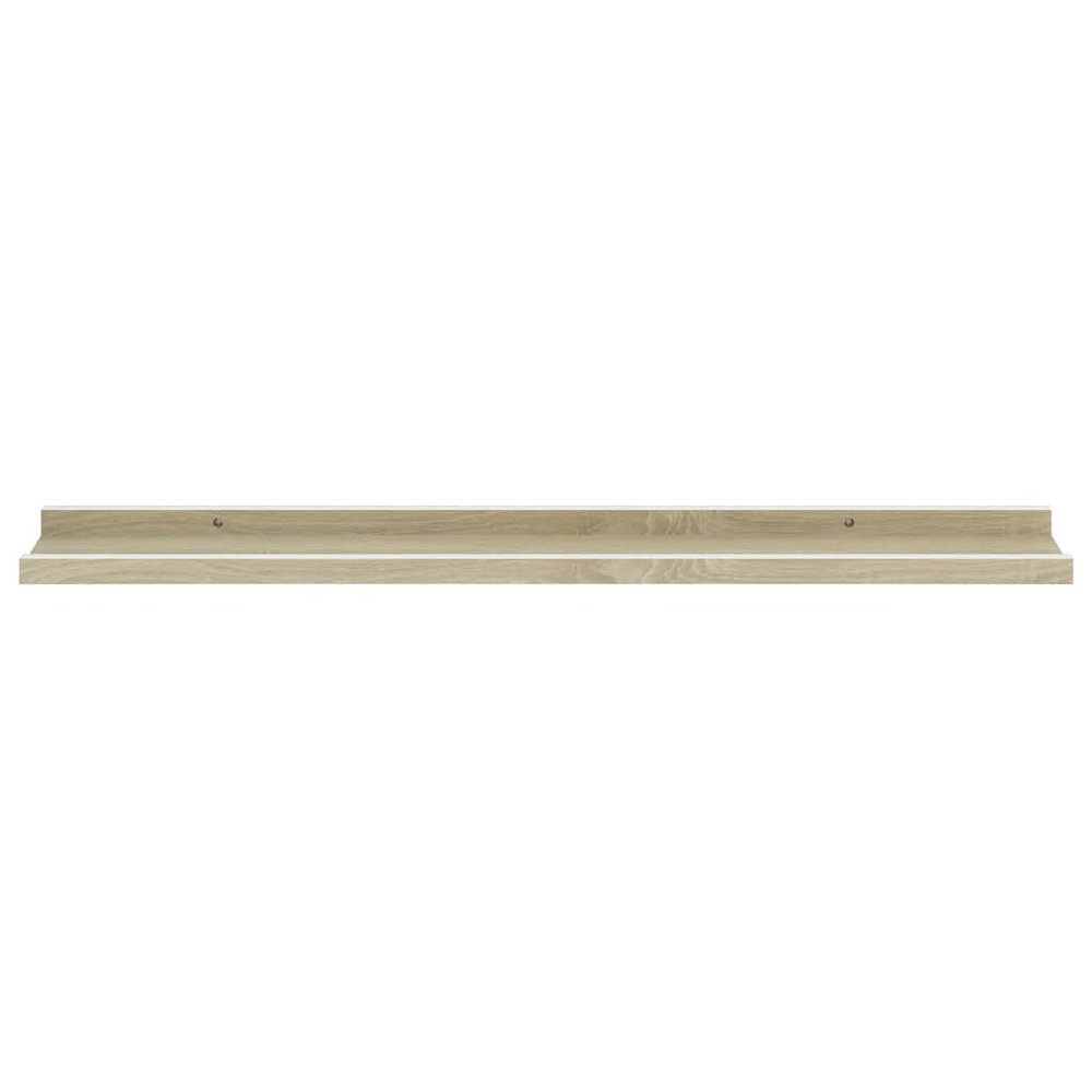 Wall Shelf Set of 4 White and Sonoma Oak MDF Medium. Picture 5