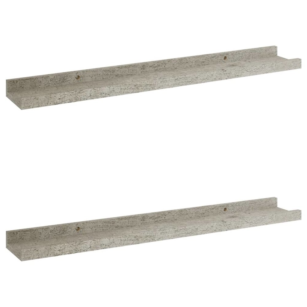 Wall Shelf Set of 2 Concrete grey MDF 23.6x3.5x1.2 in. Picture 2