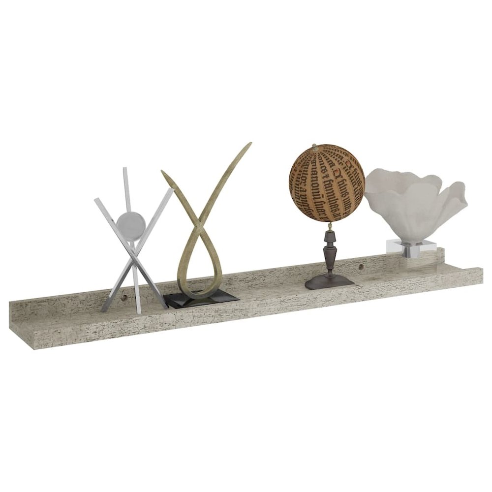 Wall Shelf Set of 2 Concrete grey MDF 23.6x3.5x1.2 in. Picture 3