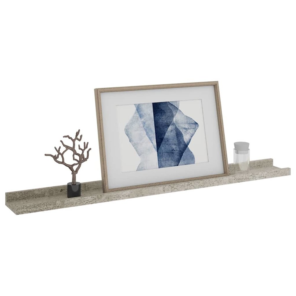 Wall Shelf Set of 2 Concrete Gray MDF 31.5 x 3.5 x 1.2 in. Picture 3