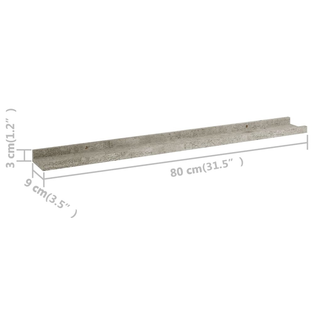 Wall Shelf Set of 2 Concrete Gray MDF 31.5 x 3.5 x 1.2 in. Picture 8