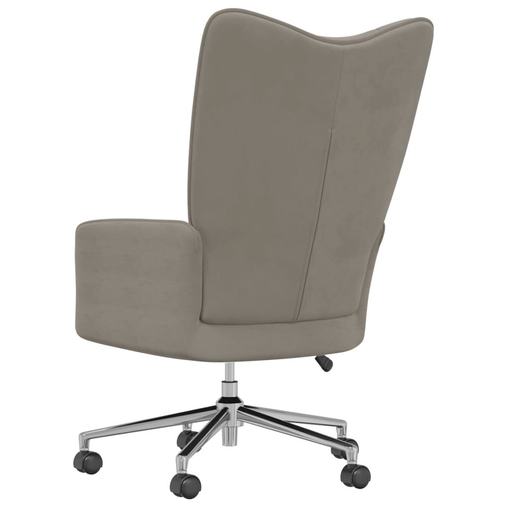Relaxing Chair Light Gray Velvet (100% polyester), steel Standard. Picture 6