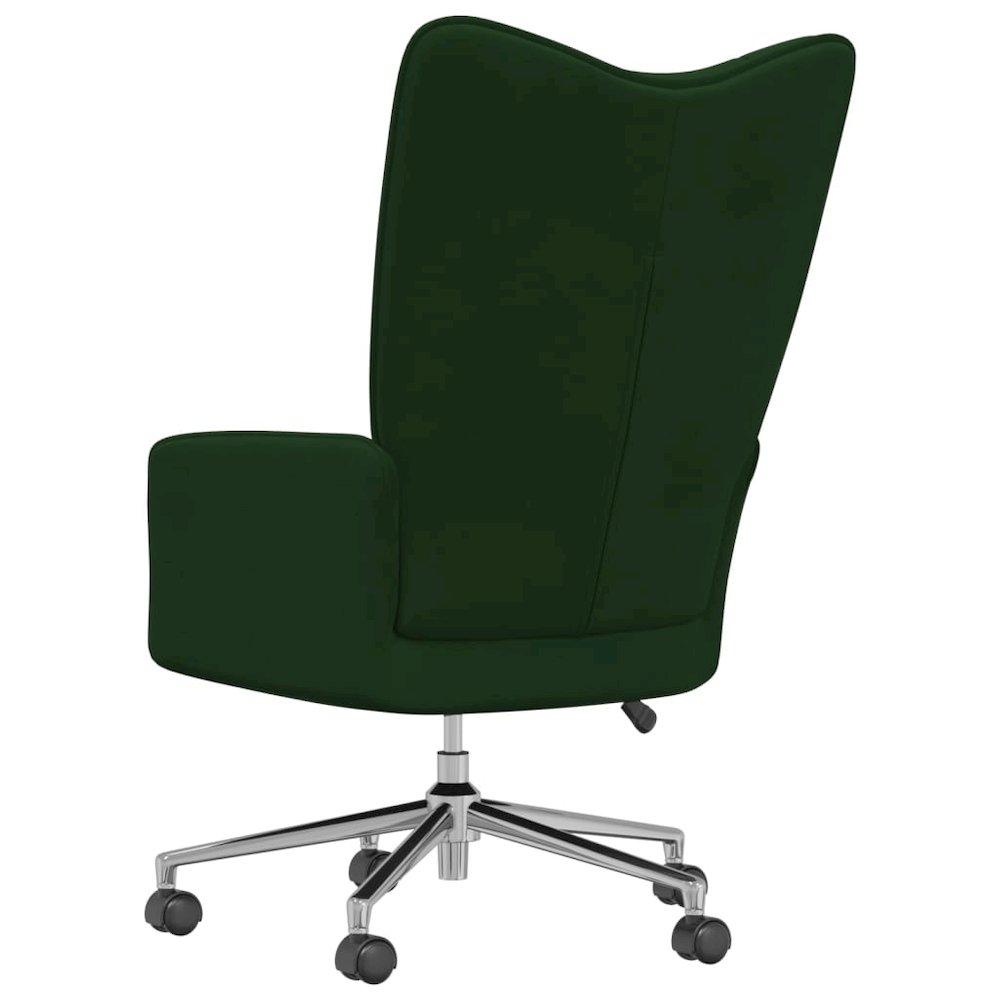 Relaxing Chair Dark Green Velvet (100% Polyester), Steel, Foam. Picture 6