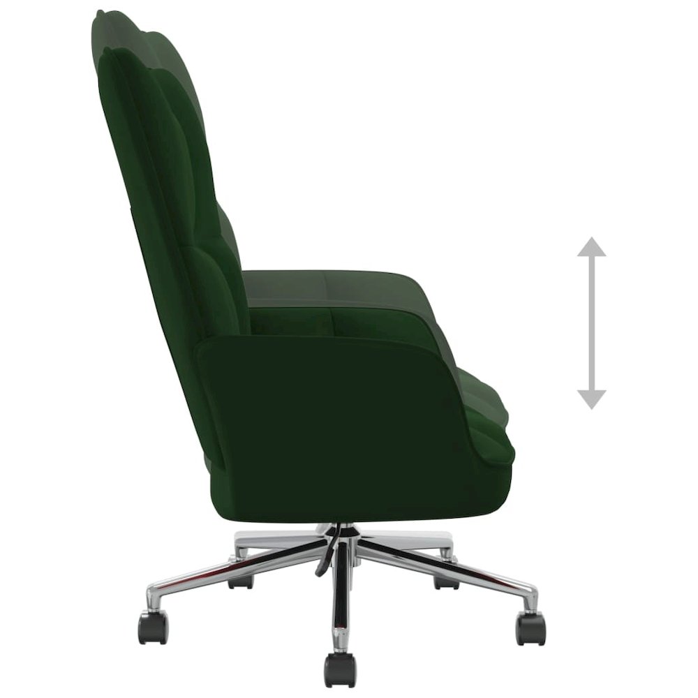 Relaxing Chair Dark Green Velvet (100% Polyester), Steel, Foam. Picture 7