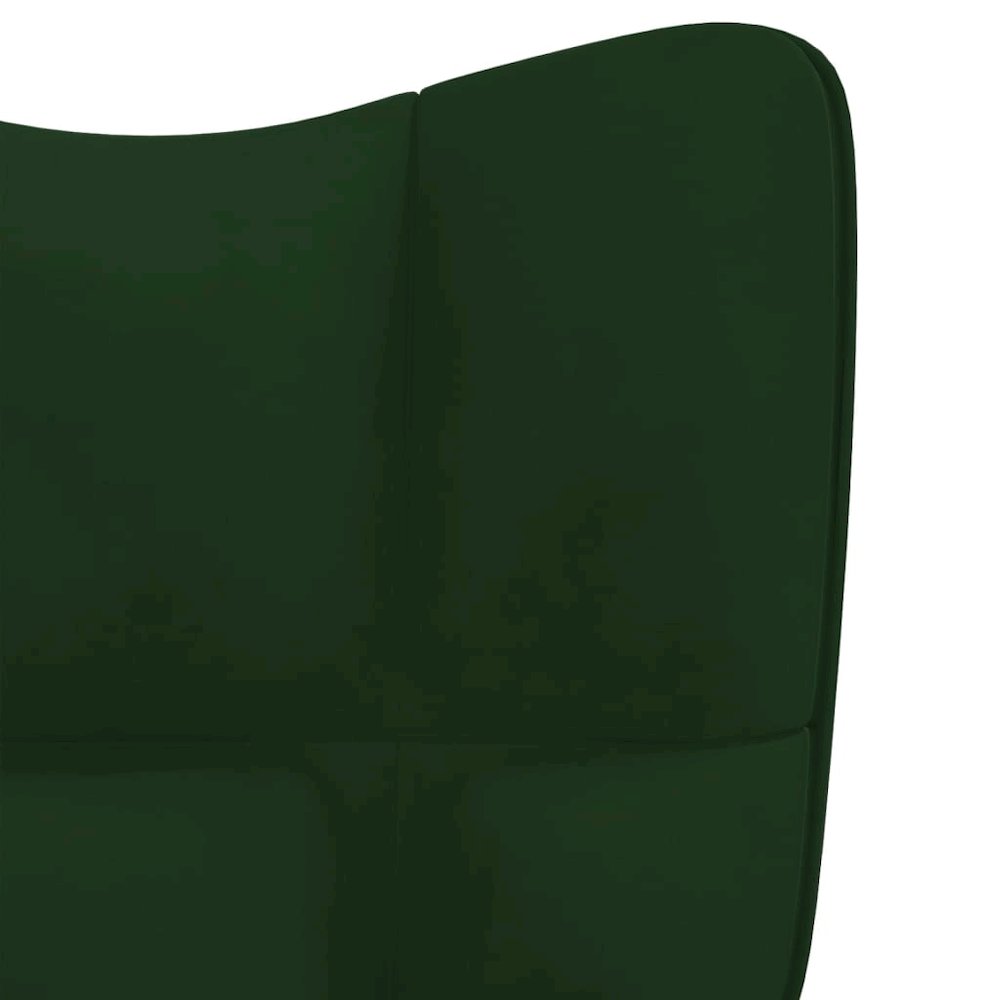 Relaxing Chair Dark Green Velvet (100% Polyester), Steel, Foam. Picture 8