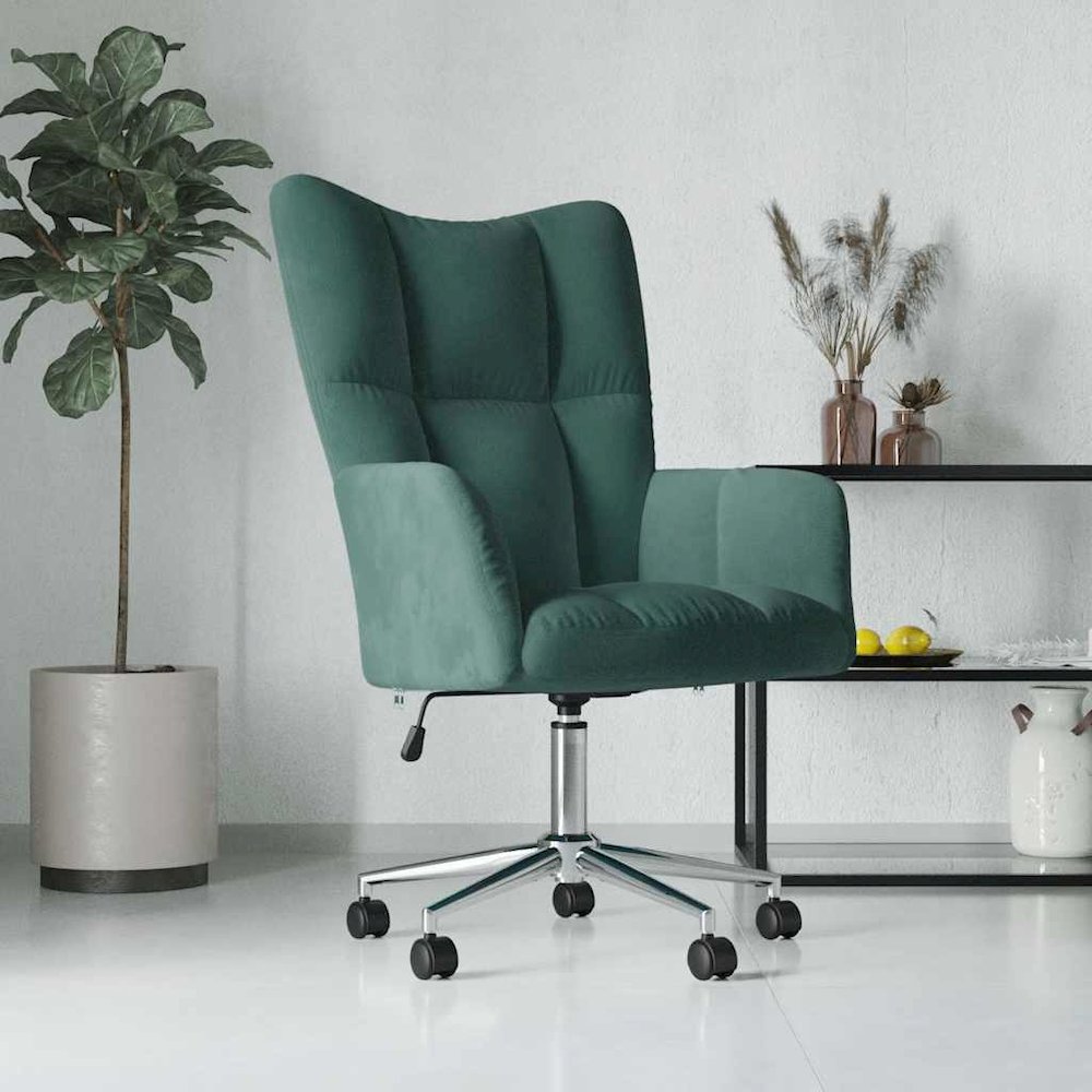 Relaxing Chair Dark Green Velvet (100% Polyester), Steel, Foam. Picture 3