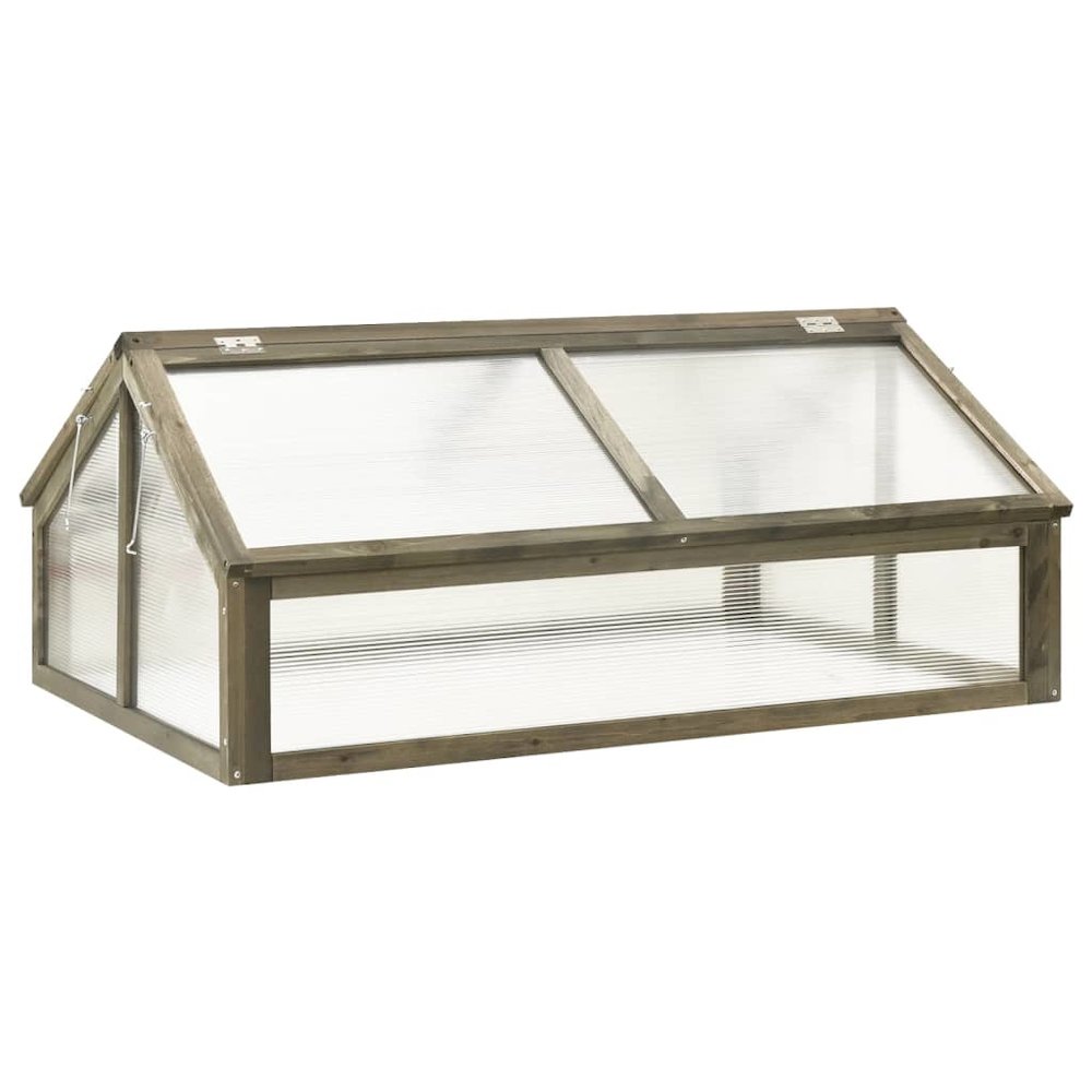 Greenhouse Grey Solid fir wood and transparent panels Medium. Picture 1