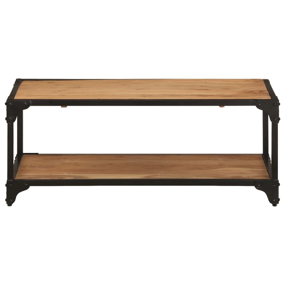 Coffee Table Natural Brown Solid Acacia Wood, Powder-Coated Iron. Picture 2