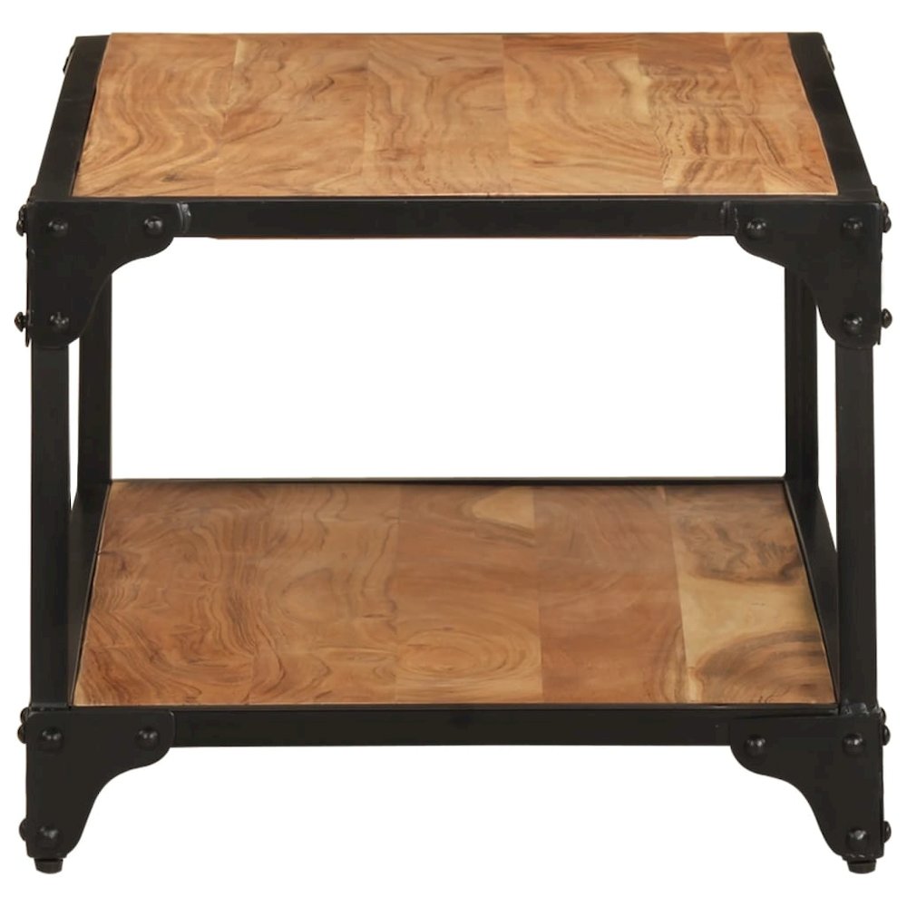 Coffee Table Natural Brown Solid Acacia Wood, Powder-Coated Iron. Picture 3