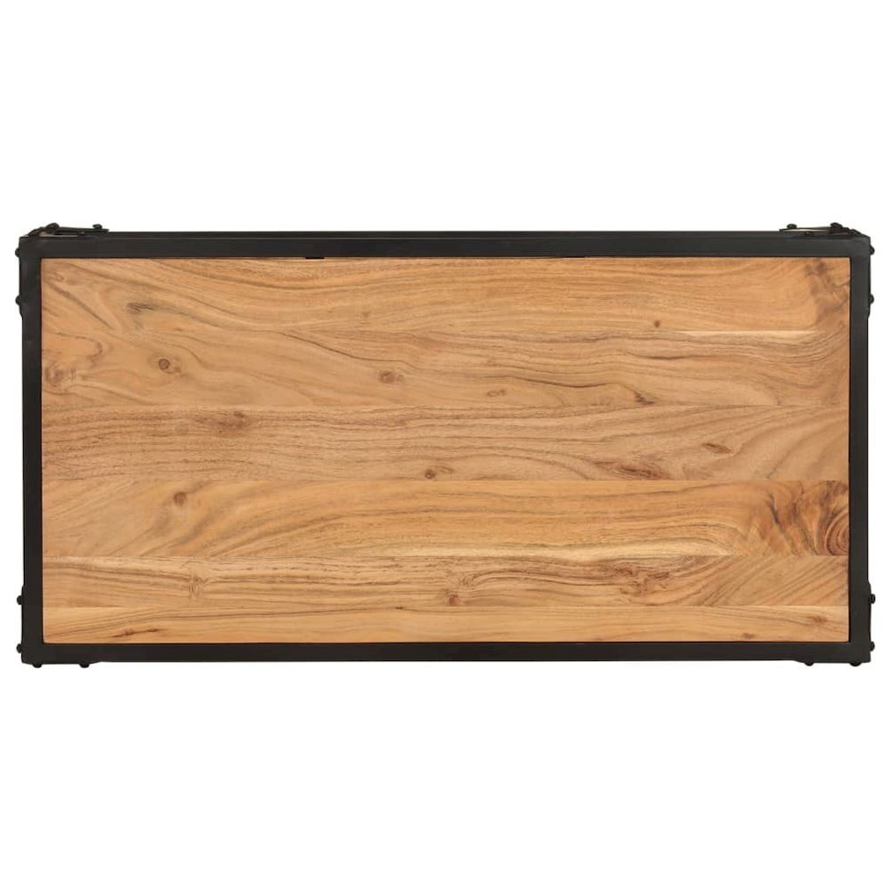 Coffee Table Natural Brown Solid Acacia Wood, Powder-Coated Iron. Picture 4