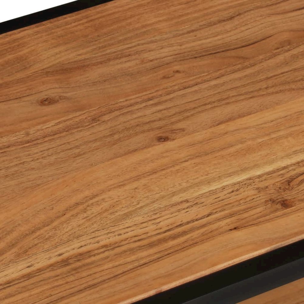 Coffee Table Natural Brown Solid Acacia Wood, Powder-Coated Iron. Picture 5