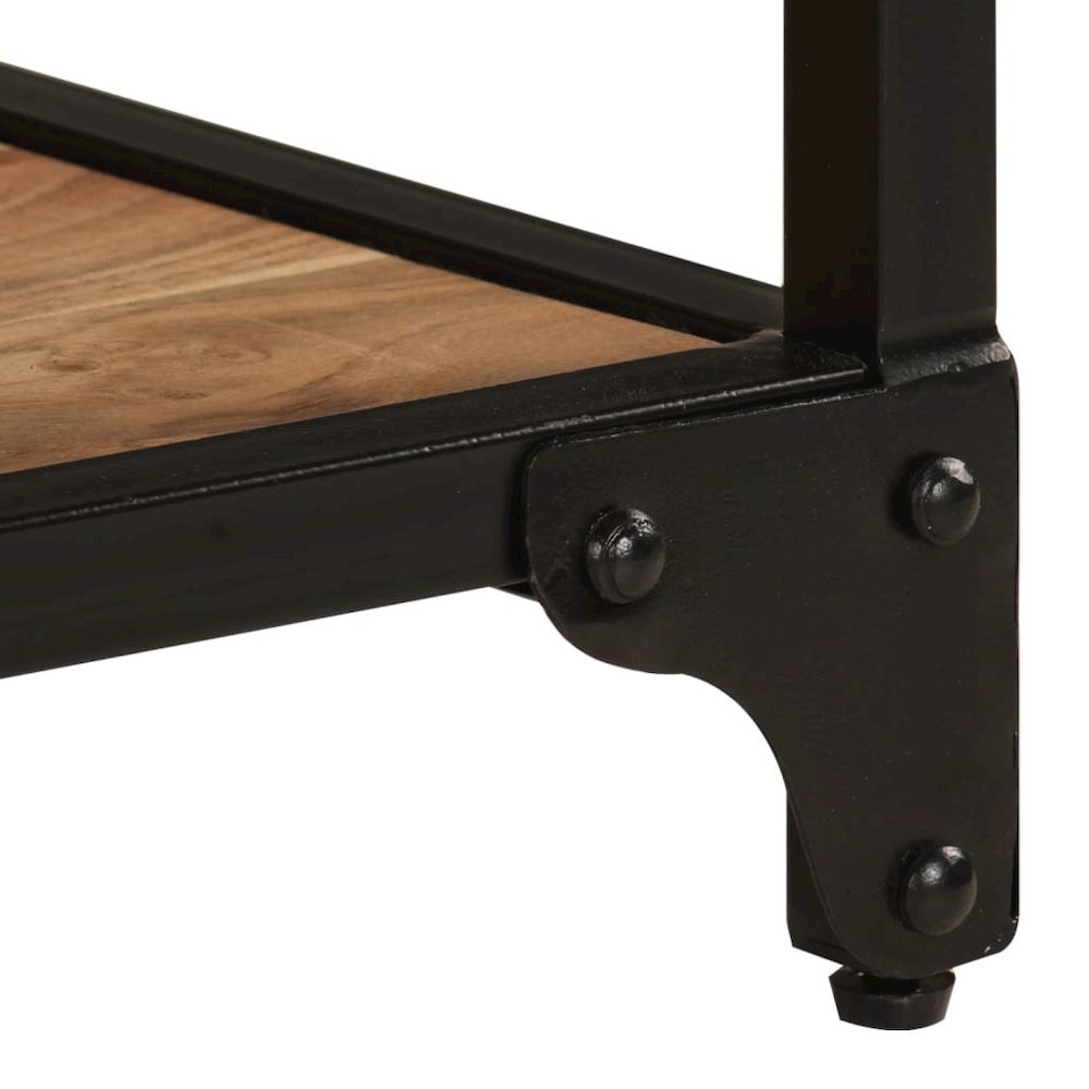Coffee Table Natural Brown Solid Acacia Wood, Powder-Coated Iron. Picture 7
