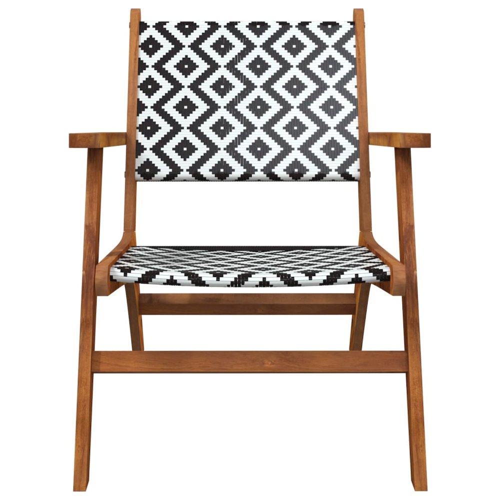 Garden Chair Brown and Black Solid Acacia wood, poly rattan. Picture 5