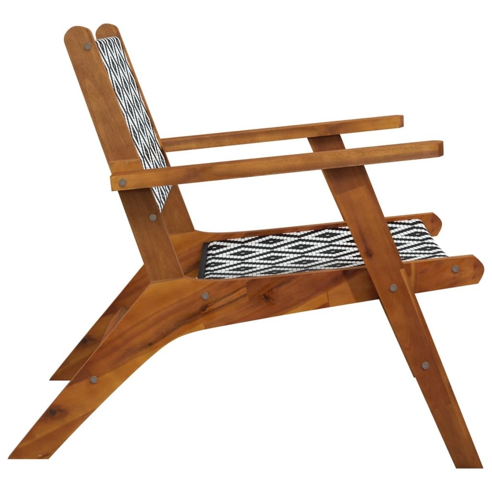 Garden Chair Brown and Black Solid Acacia wood, poly rattan. Picture 6