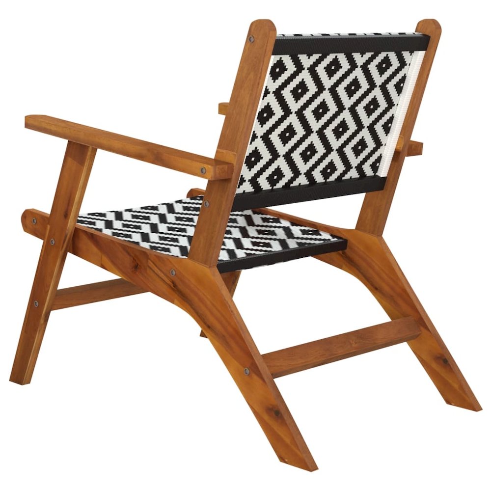 Garden Chair Brown and Black Solid Acacia wood, poly rattan. Picture 7