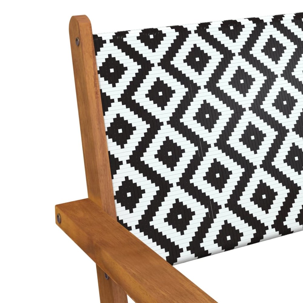 Garden Chair Brown and Black Solid Acacia wood, poly rattan. Picture 8
