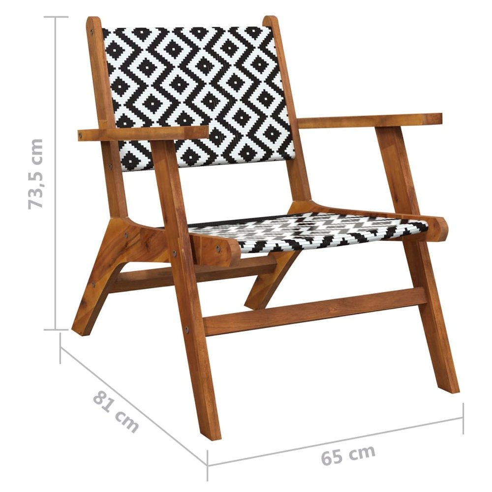 Bistro Set Natural Wood and Black Solid Acacia wood, Poly Rattan. Picture 9