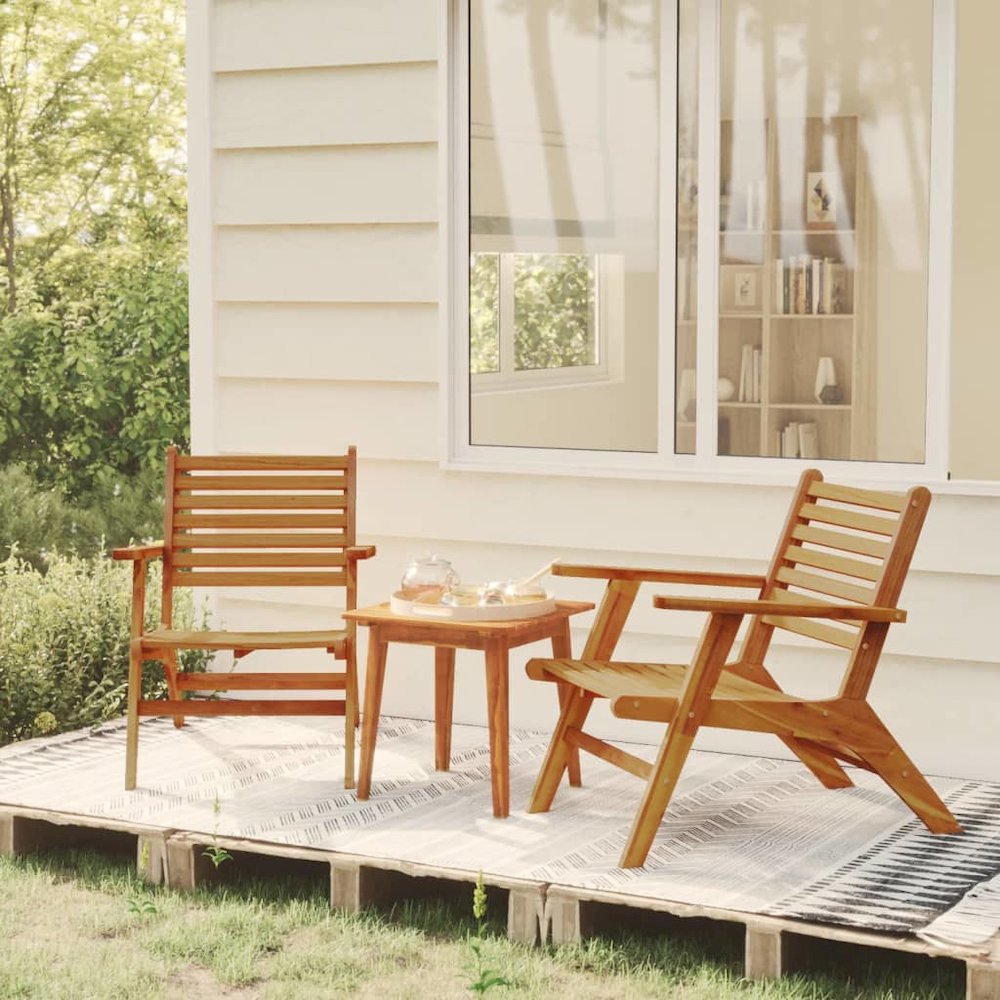 Garden Chair Brown Solid acacia wood Standard Durable. Picture 1