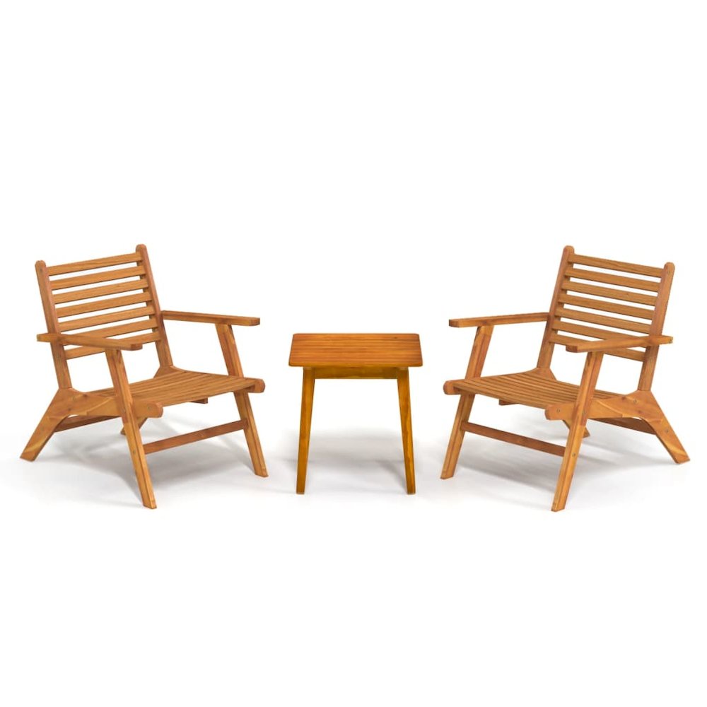 Bistro Set Brown Solid acacia wood Medium Collapsible. Picture 2