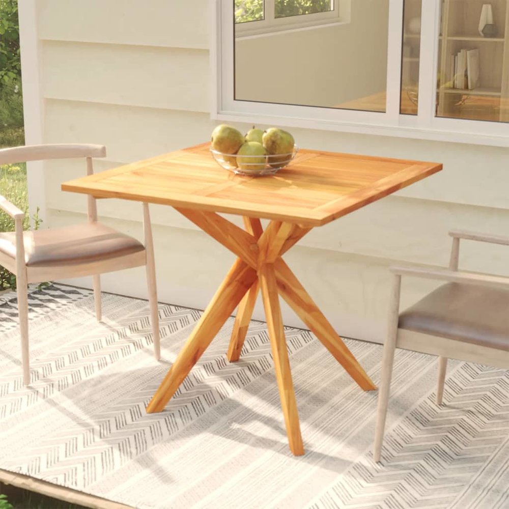 Garden Table Natural Wood Solid Acacia Wood Medium. Picture 1
