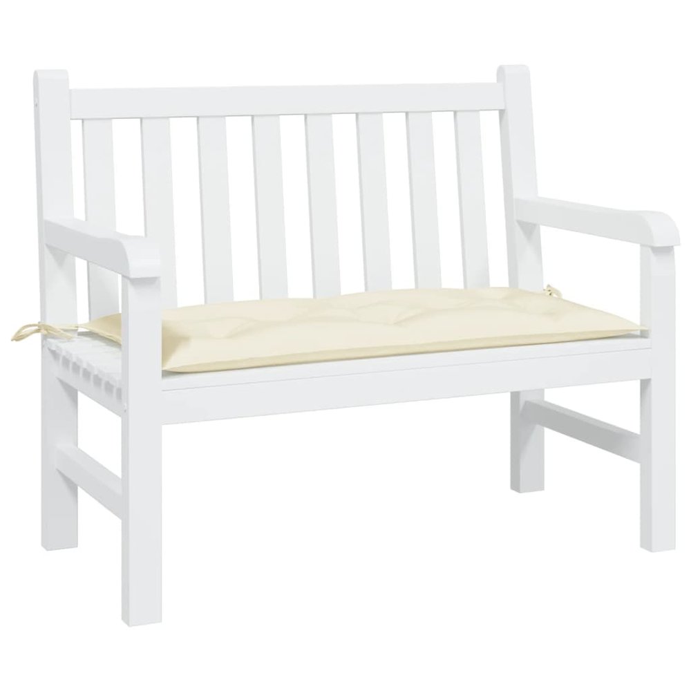 Garden Bench Cushion Cream White Oxford Fabric (100% Polyester). Picture 3