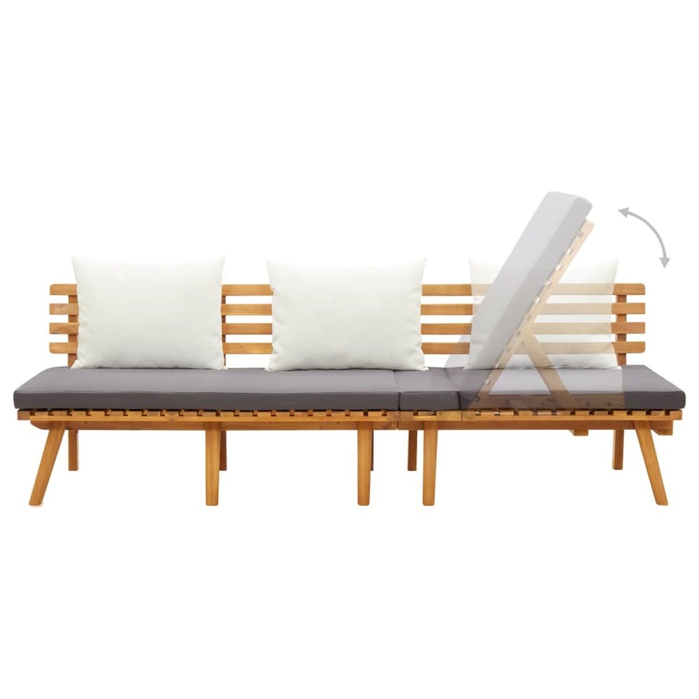 Garden Day Bed Acacia wood color, White, Dark Gray. Picture 3