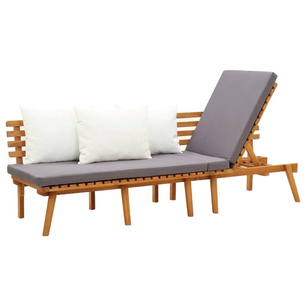 Garden Day Bed Acacia wood color, White, Dark Gray. Picture 5