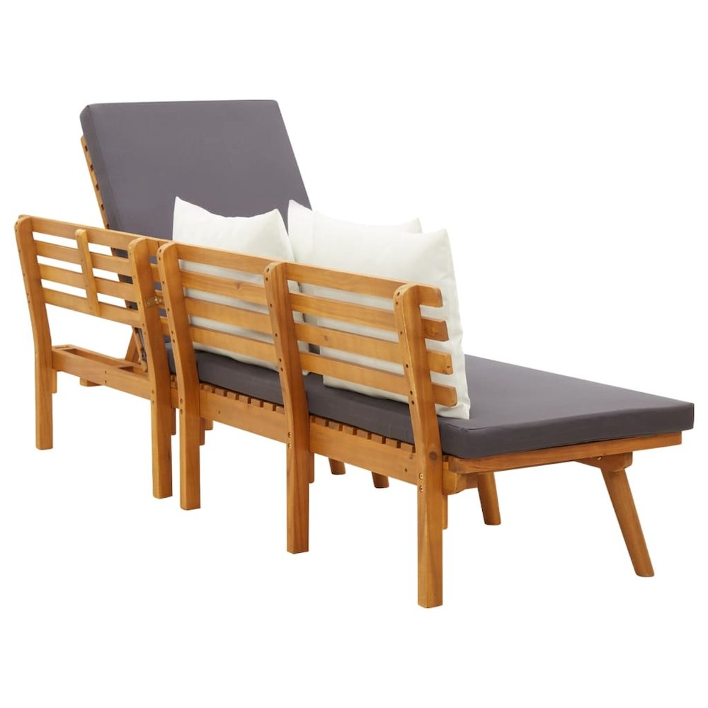 Garden Day Bed Acacia wood color, White, Dark Gray. Picture 7