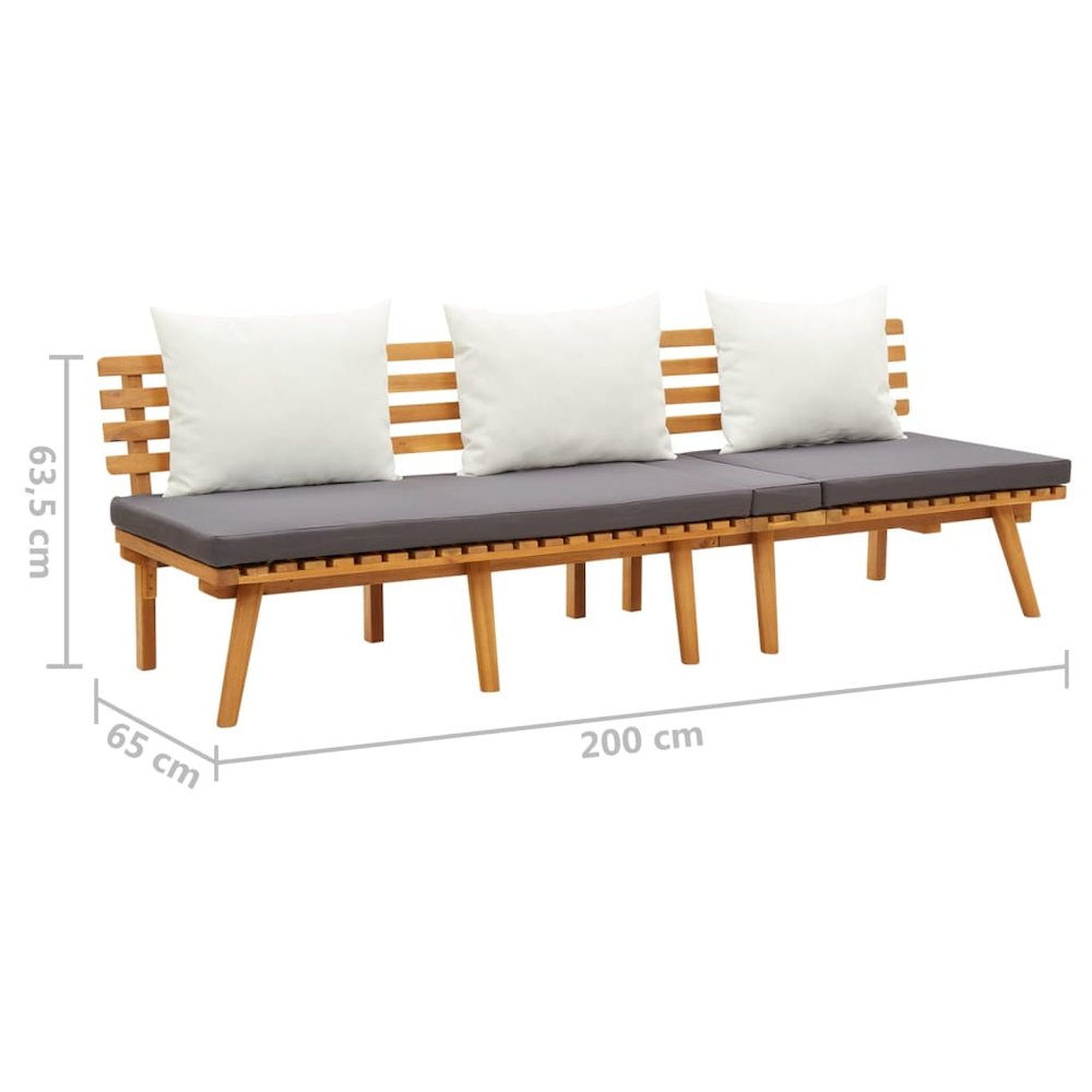 Garden Day Bed Acacia wood color, White, Dark Gray. Picture 10