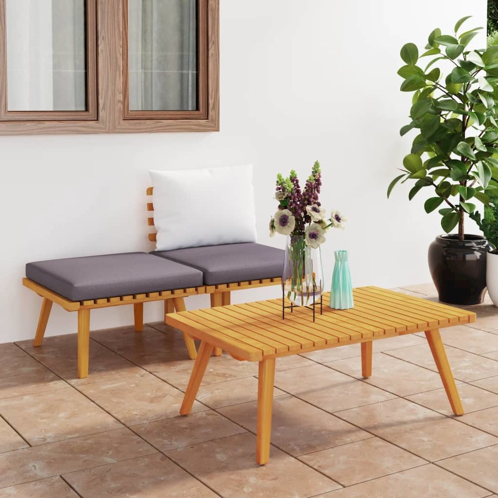 Garden Lounge Set Dark Grey, White. Picture 1