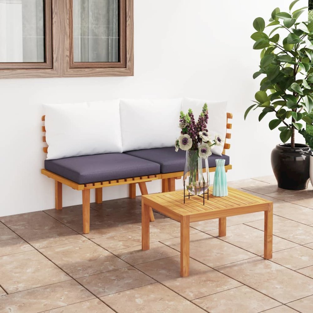 Garden Lounge Set Dark grey, white. Picture 1