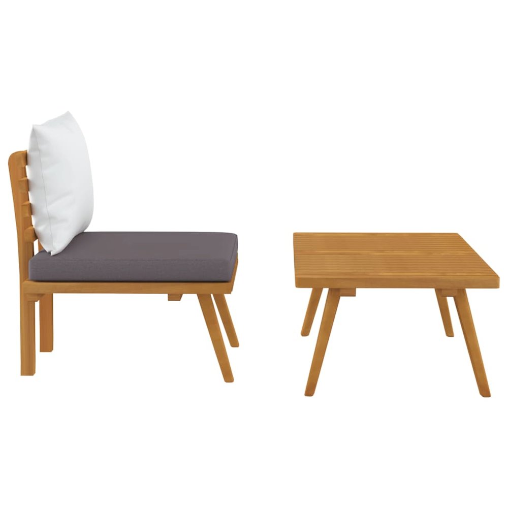 Garden Lounge Set Dark gray Solid acacia wood Medium Modular. Picture 4