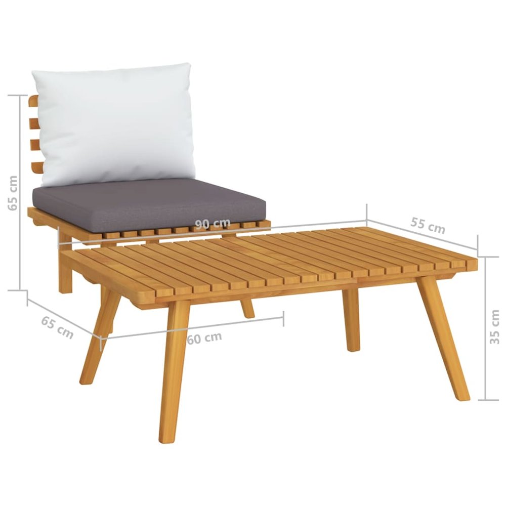 Garden Lounge Set Dark gray Solid acacia wood Medium Modular. Picture 7