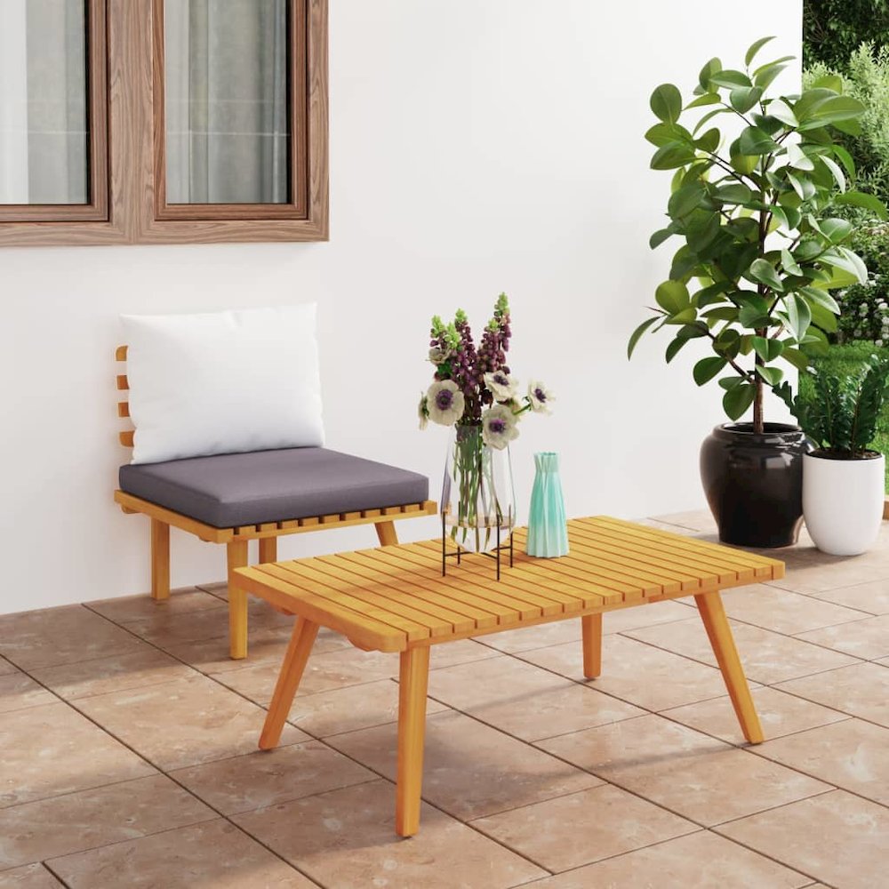 Garden Lounge Set Dark gray Solid acacia wood Medium Modular. Picture 1
