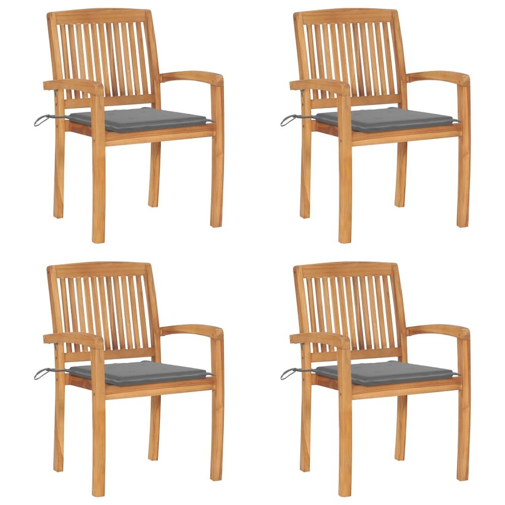 Garden Chair Set of 4 Solid Teak Wood Fine sanded teak hardwood. Picture 1