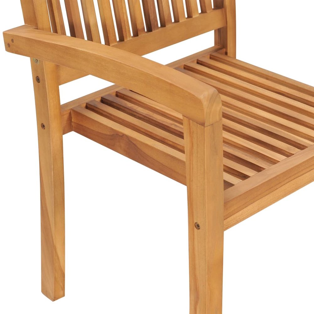Stacking Patio Chairs with Cushions 6 pcs Solid Teak Wood. Picture 6