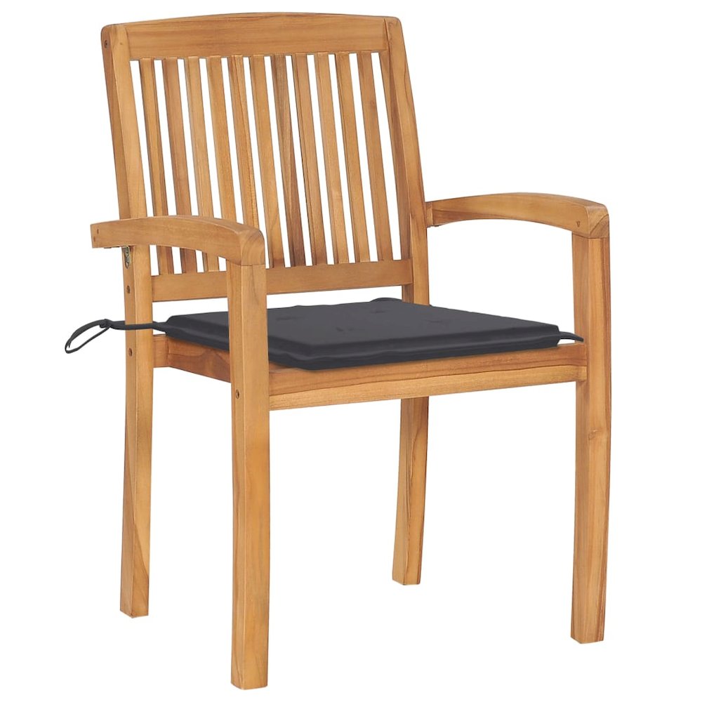 Garden Chair Set of 8 Teak and Anthracite Solid Teak Wood. Picture 3