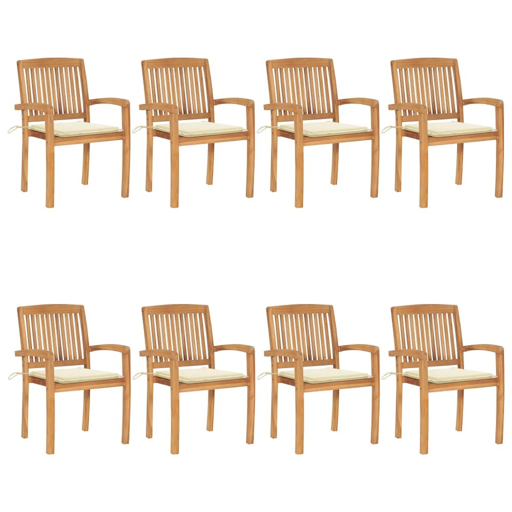 Garden Chair Set of 8 Teak wood and cream. Picture 1