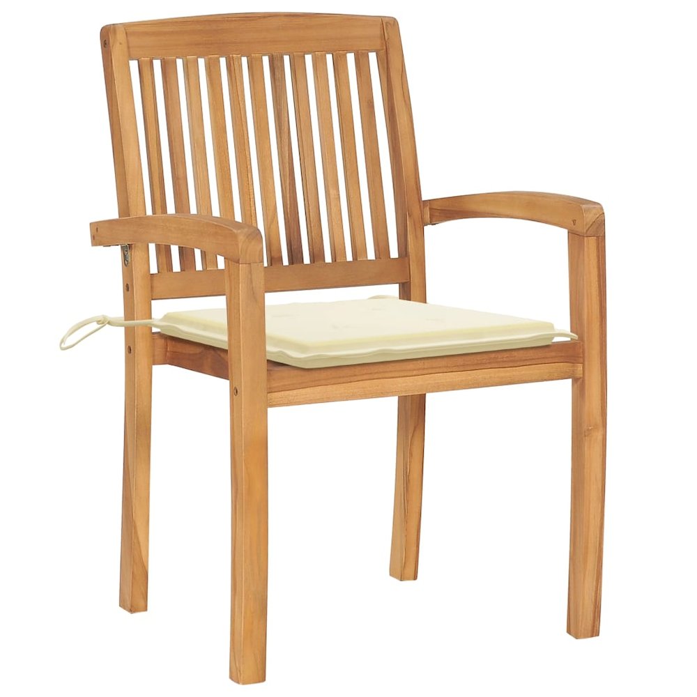 Garden Chair Set of 8 Teak wood and cream. Picture 3
